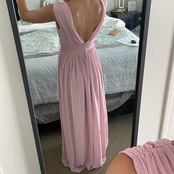 Mauve Pink Flowy maxi prom/ wedding guest dress - Picture 3 of 3